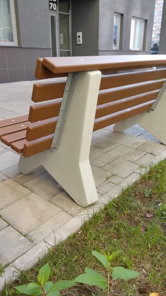 Скамейка.  Скамья уличная.  Скамейка садовая.  Парковые скамейки.  Бетонные ножки.  СП01. — фото 3